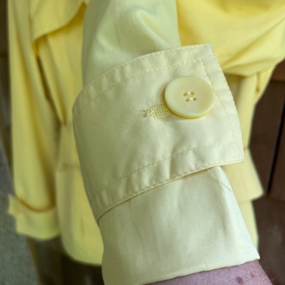 GEORGE Yellow Double-Breasted Trench Coat Belted Cotton Windbreaker Jacket L - Picture 9 of 17